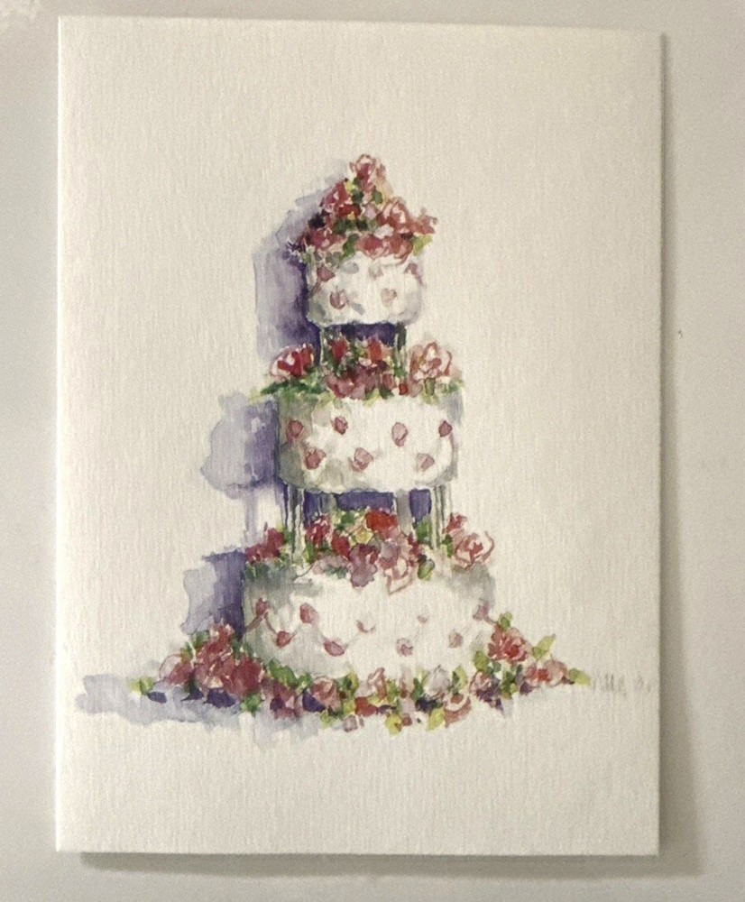OddBalls 3-Tier Cake Wedding Folded Thank You Card & Envelopes 3.5” X 4.75” 10ct