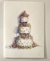 OddBalls 3-Tier Cake Wedding Folded Thank You Card & Envelopes 3.5” X 4.75” 10ct