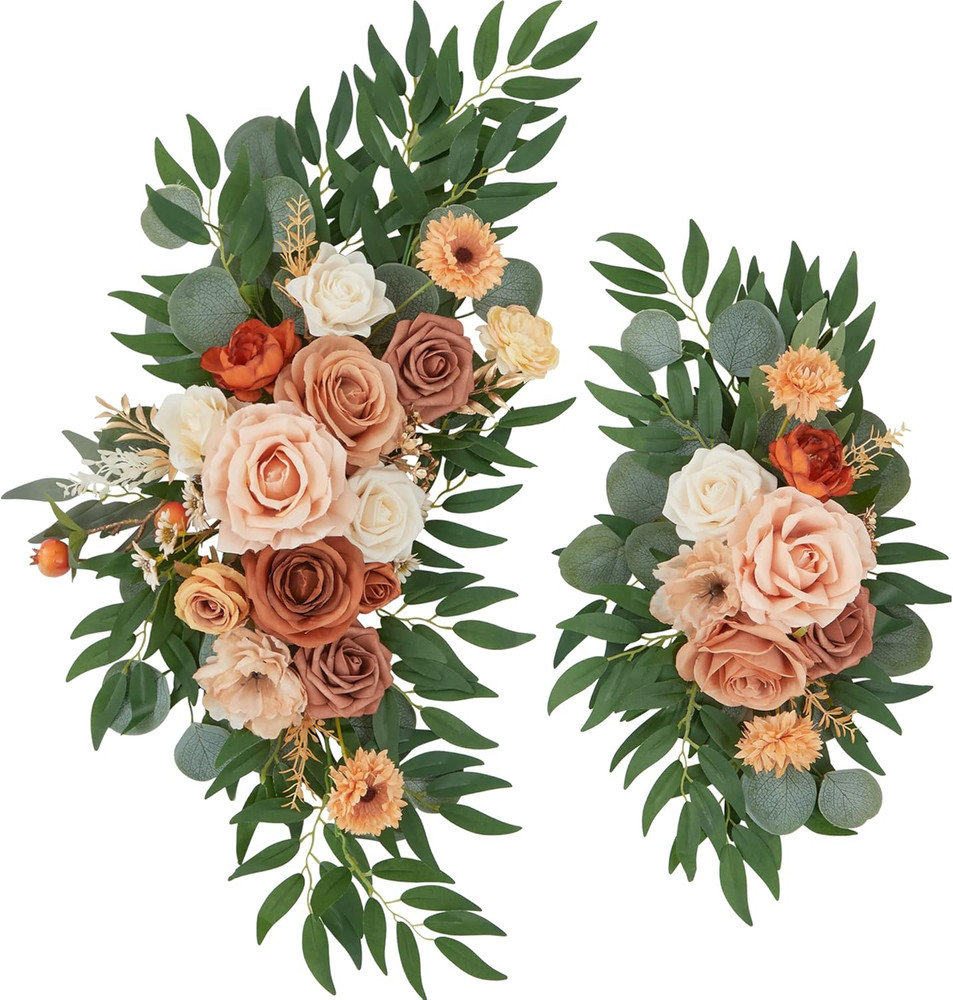 Terracotta & Champagne Wedding Arch Flower Kit – 2 Floral Swags for Decor