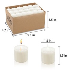 10 Hour White Votive Candles for Weddings Party Spa 1.5 Inch, 36 Pack,