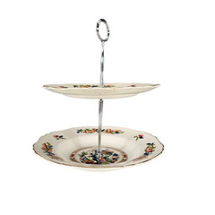 Vintage Indian Tree Cake Plate Stand Tower Cream Red England 1960’s