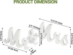 WHITE Glittered Wooden Mr & Mrs Freestanding Wedding Table DISPLAY SIGNS Party