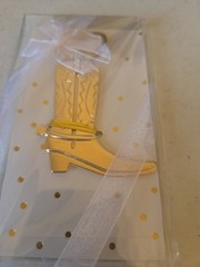 Gold Metal Boot-Shaped Bottle Opener Wedding Favor Set Cowboy Western Theme
