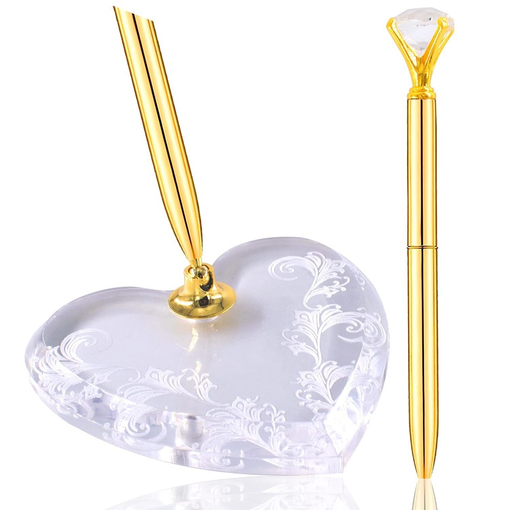Signing Pen Contain Acrylic Holder Set Pen for Wedding Bridal Guest Sign in A…