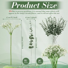 Retrowavy 80 Pcs Babys Breath Artificial Flowers Bulk Babys Breath Flowers Gy…