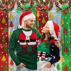 2 Pack Christmas Foil Fringe Curtains 3.3 x 6.6 Ft Christmas Tree Tinsel Curt…