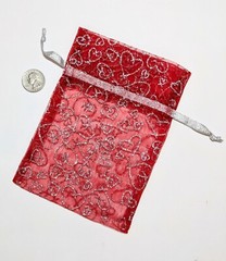 50pcs Red Heart Organza Gift Bags 5″x7″ Drawstring Pouches Jewelry Favor Wedding