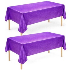 Purple Birthday Decorations – 2 Pack Laser Tablecloth for