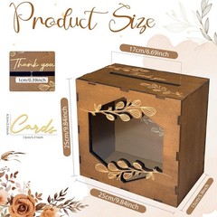 Brown Wedding Card Box with Acrylic Window, Wooden Gift Card Box for Wedding …
