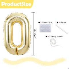 50 Balloon Number, 40 Inch Light Gold 50 Balloon Numbers, 50th Number 50