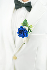 1 pc Ivory Rose Men Boutonniere for Wedding Groom Groomsmen Artificial Flowers B