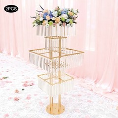 5 Tier Round Flower Stand 49.2in Metal Pedestal Stands Wedding Flower Stand
