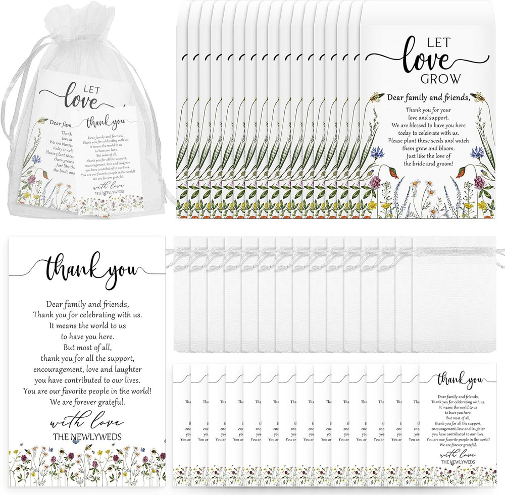 100 Set Wedding Favors for Guests Bulk Include 100 Pcs Self Adhesive Seed Packet