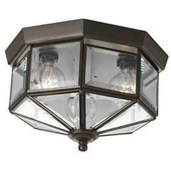 Three-Light Beveled Glass 9-3/4″ Close-to-Ceiling Bronze