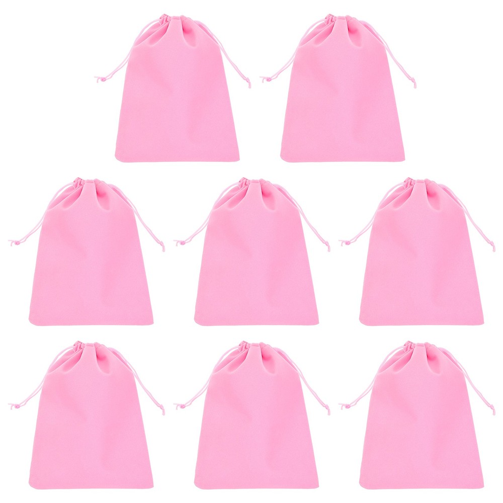 8Pcs Velvet Gift Bags 7 x 9″ Velvet Drawstring Jewelry Pouches Pink