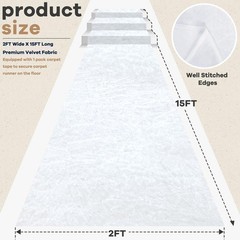 Aisle Runner for Wedding Ceremony 2×15 FT White Velvet Runner Wedding Aisle D…