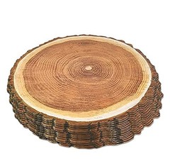 Disposable Wooden Slice Paper Place Mats 50 Pack 13.5″ Round Rustic Brown