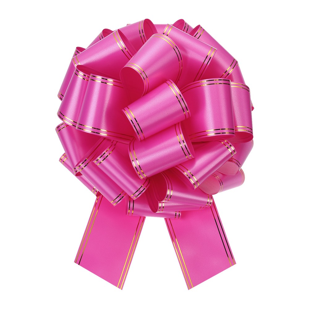 10 Inch Large Pull Bow Car Ribbon with Gold Edge for Wrapping, Rose Red