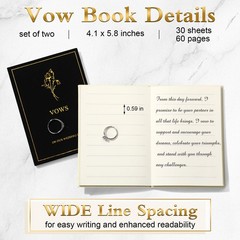Engrowtic Set of 2 Wedding Vow Books His and Hers Vows on Our Black, White