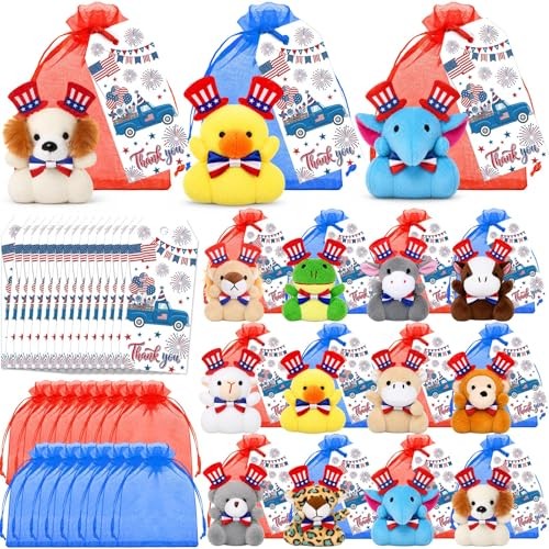 Wiwiqing 24 Set 250th Anniversary Mini Stuffed Animal Bulk 4th Independence Day