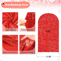 Sequin Arch Backdrop Cover 6.6Ft Wedding Red Arch Cover Christmas Balloon Arch B