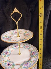 Minton B833 3 Tiered Tray Cake Dessert Stand Gold Handle
