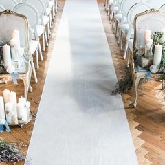 White Aisle Runner for Wedding Ceremony, 2 x 15 ft, Non-Woven Polyester Fabric