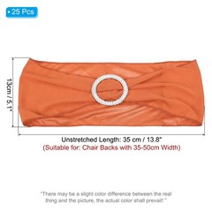 25Pcs 14″x5″ Stretch Chair Sashes Bows Chair Bands Sash with Buckle Orange