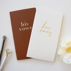 Premium Leather Vow Books His and Hers Booklet – Wedding Stuff & Brown/White