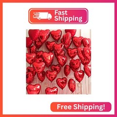 30 pcs Red Heart Balloons 18″ a bunch of Heart Love Foil Helium Balloons, Helium