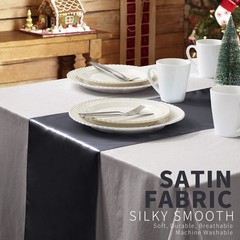 12 Pack Black Satin Table Runners, 12 x 108 Inches Silky Long Table Runner De…