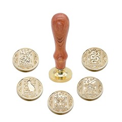 SWANGSA Wax Seal Stamp Set, Vintage 6 Pieces Sealing Wax Stamp Heads and 1 Wo…