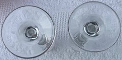 Bride Groom Glasses Champagne Wedding Toast White Lettering 6 oz Flowers Vintage
