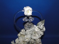 New Elegant blown glass heart, twin bells, 25th Wedding Anniversary Caketop #48