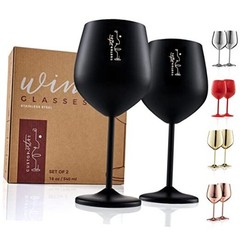 Stemmed Stainless Steel Wine Glasses – 18 oz Unbreakable Goblets for Black
