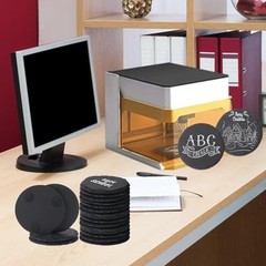 20 Pack 4 Inch Round Slate Coasters, Black Stone 20 Pack 4 Inch Circular