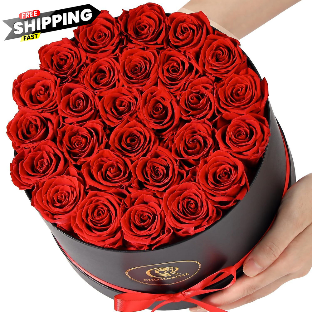 ChosiaRose Flowers Forever Preserved Roses – 27 Large, Red