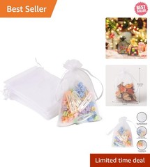 50PCS 4×6 White Organza Bags – Versatile Drawstring Gift Pouches