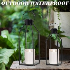 2 Pack Outdoor Battery Operated Candles with Timer (3×4 3 x 4 inches – 2 PACK