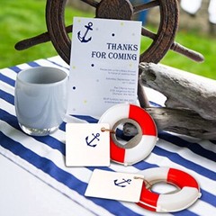 PartyTalk 50pcs Nautical Wedding Favors Lifesaver Bottle Opener with Anchor