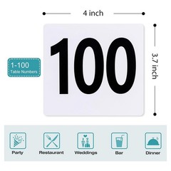 100Pcs Table Numbers 1-100,Plastic Table Numbers, Sided Table Number Cards8661