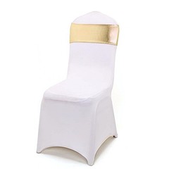 10 Champagne Metallic Spandex Chair Sashes Silver Buckles Wedding Decorations