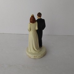 Vintage 1947 Wedding Cake Topper Coast Novelty Mfg Co. Hand Painted Bride &Groom