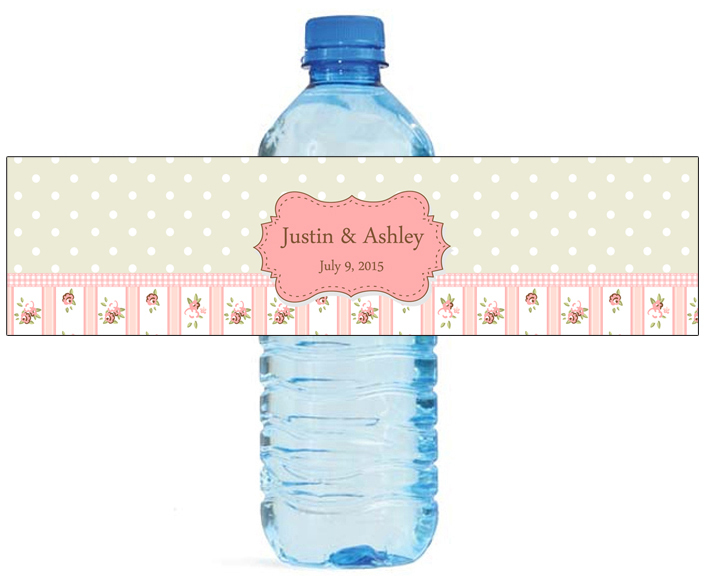 100 Shabby Chic Wedding Anniversary Engagement Party Water Bottle Labels 8″x2″