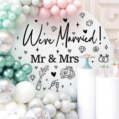 Wedding Sign Party Decals for Backdrop Wedding Party Decorations We’re Marrie…