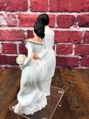 RARE Vintage 1950’s Porcelain WEDDING CAKE TOPPER BRIDE & GROOM Both In WHITE 7″
