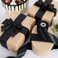 1 Inch x 100yds Satin Ribbon, Thin Solid Color Satin 1 in x 100 yds Black