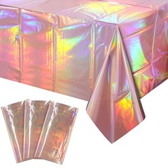 3 Pack Rose Gold Plastic Tablecloth, Disposable Rectangle 3 Pack,