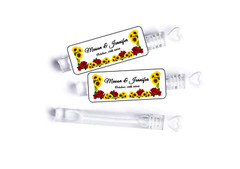30 wedding favor mini bubble labels stickers personalized roses and sunflowers