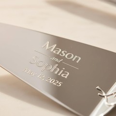 Personalized True Love Silver Wedding Cake Cutting Set Custom Engraved Wedding